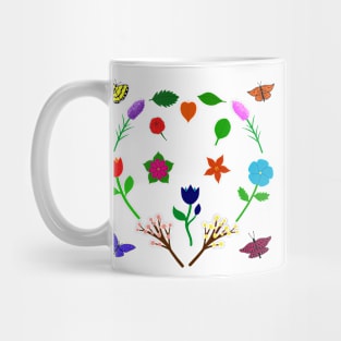 Scattered Flowers and Butterflies, no background Mug